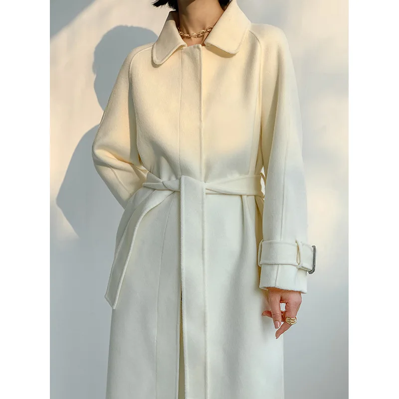 

Ветровка, пальто, женское красное шерстяное однобортное длинное пальто с лацканами и двойным лицом