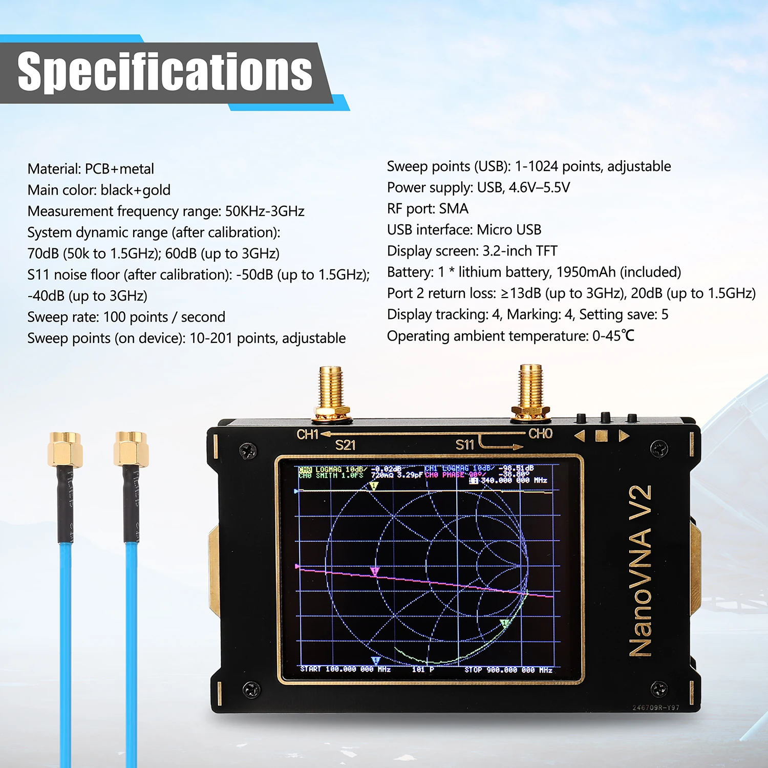 Векторный анализатор сети 3G S A 2 NanoVNA V2 цифровой нано тестер MF HF VHF UHF USB логической