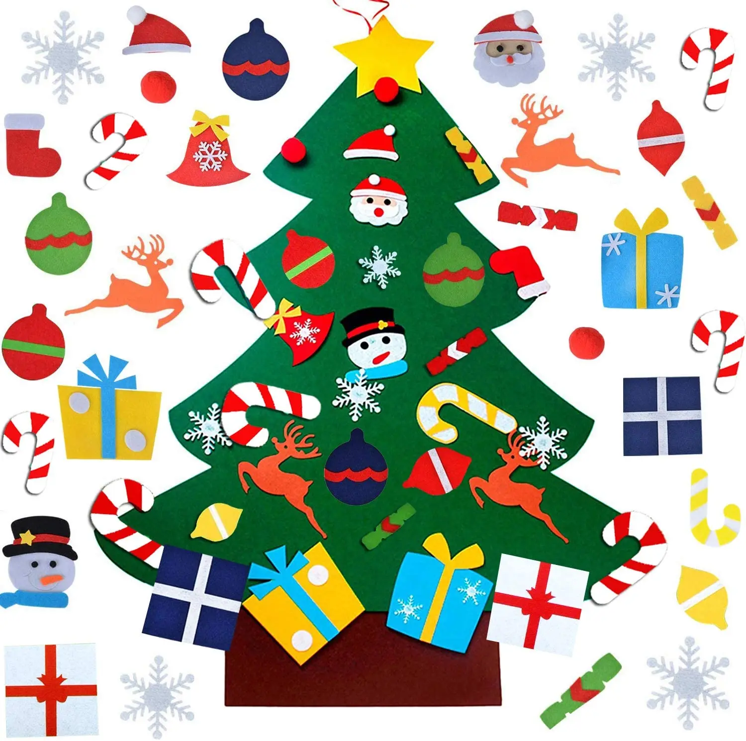 

Felt Christmas Tree, DIY Wall Christmas Tree with 31 Pcs Detachable Ornaments Wall Decor for Toddlers Kids Xmas Gifts