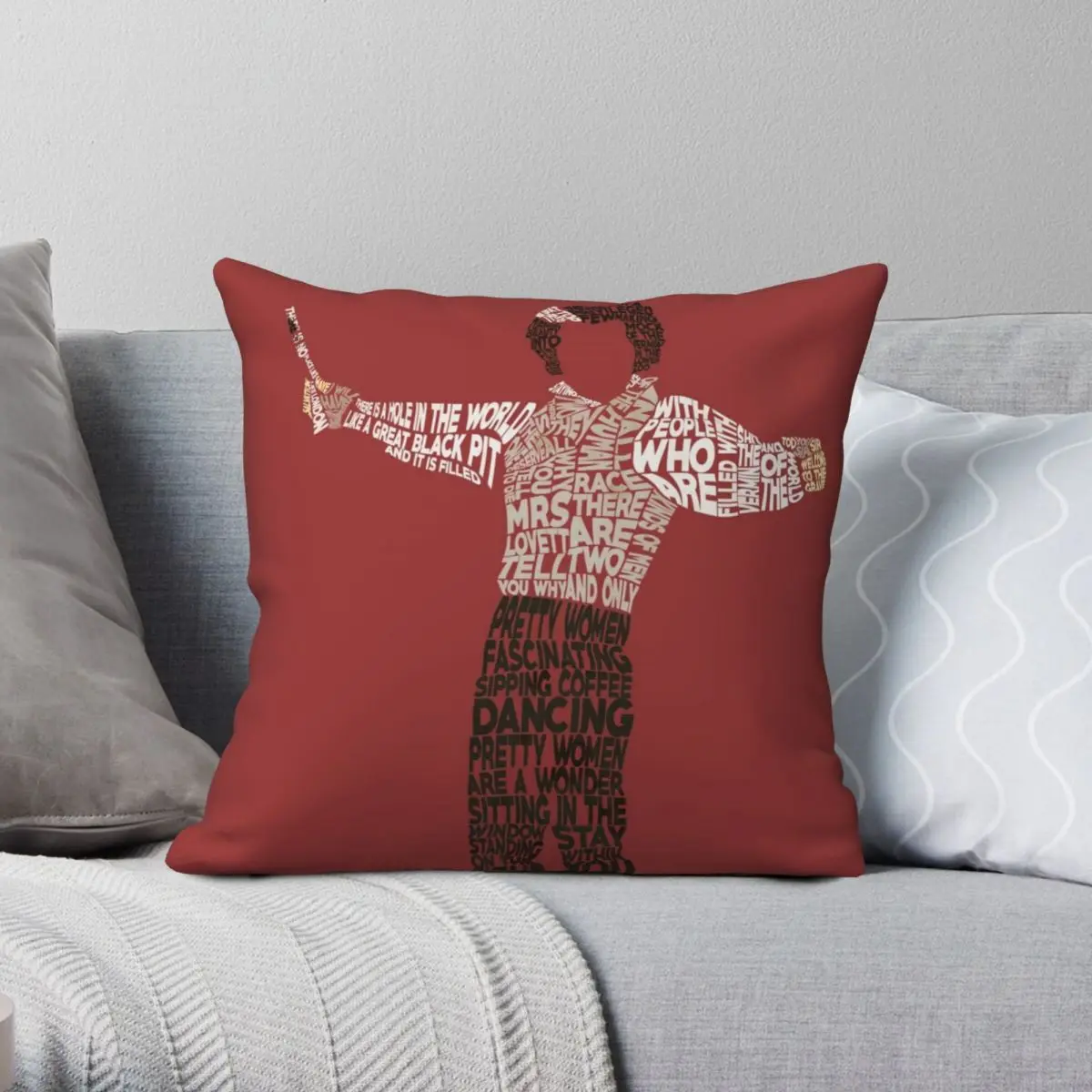 

Sweeney Todd Typography Square Pillowcase Polyester Linen Velvet Creative Zip Decor Room Cushion Cover