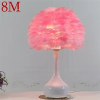 8m creative table lamps contemporary red feather desk lights for home living bed room decoration