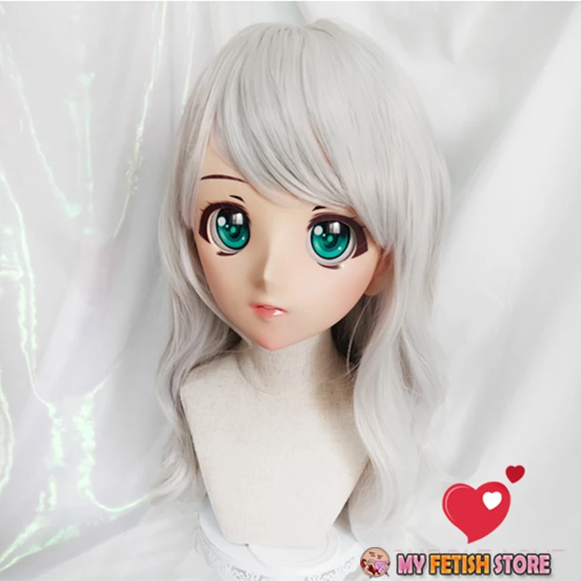 

(Orange-02)Female Sweet Girl Resin Half Head Kigurumi Cartoon Mask Cosplay Japanese Anime Role Lolita Mask Crossdress Doll Mask