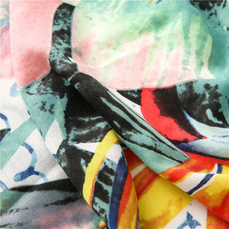 

Fashion Ink Painting Beach Summer Floral Tassel Viscose Shawl Scarf Women High Quality Autumn Winter Foulard Muslim Hijab Sjaal