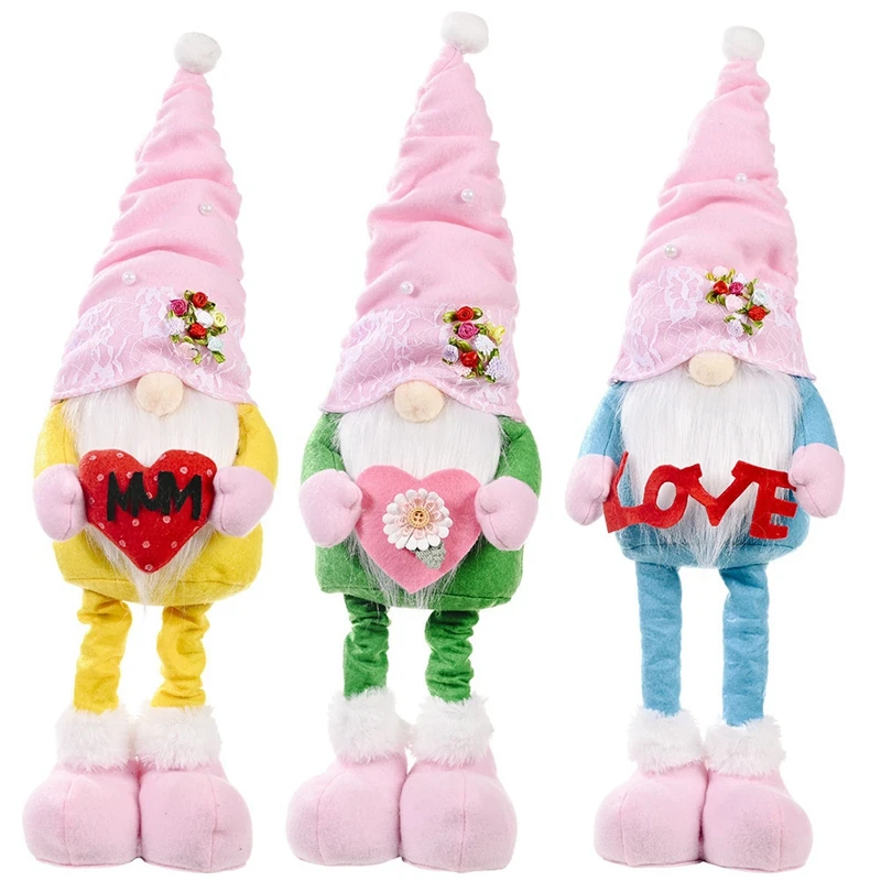 

3 Pcs Mother's Day Gift Gnome Long Legs Faceless Doll Bedroom Living Room Desktop Home Party Decorations Ornaments Gifts