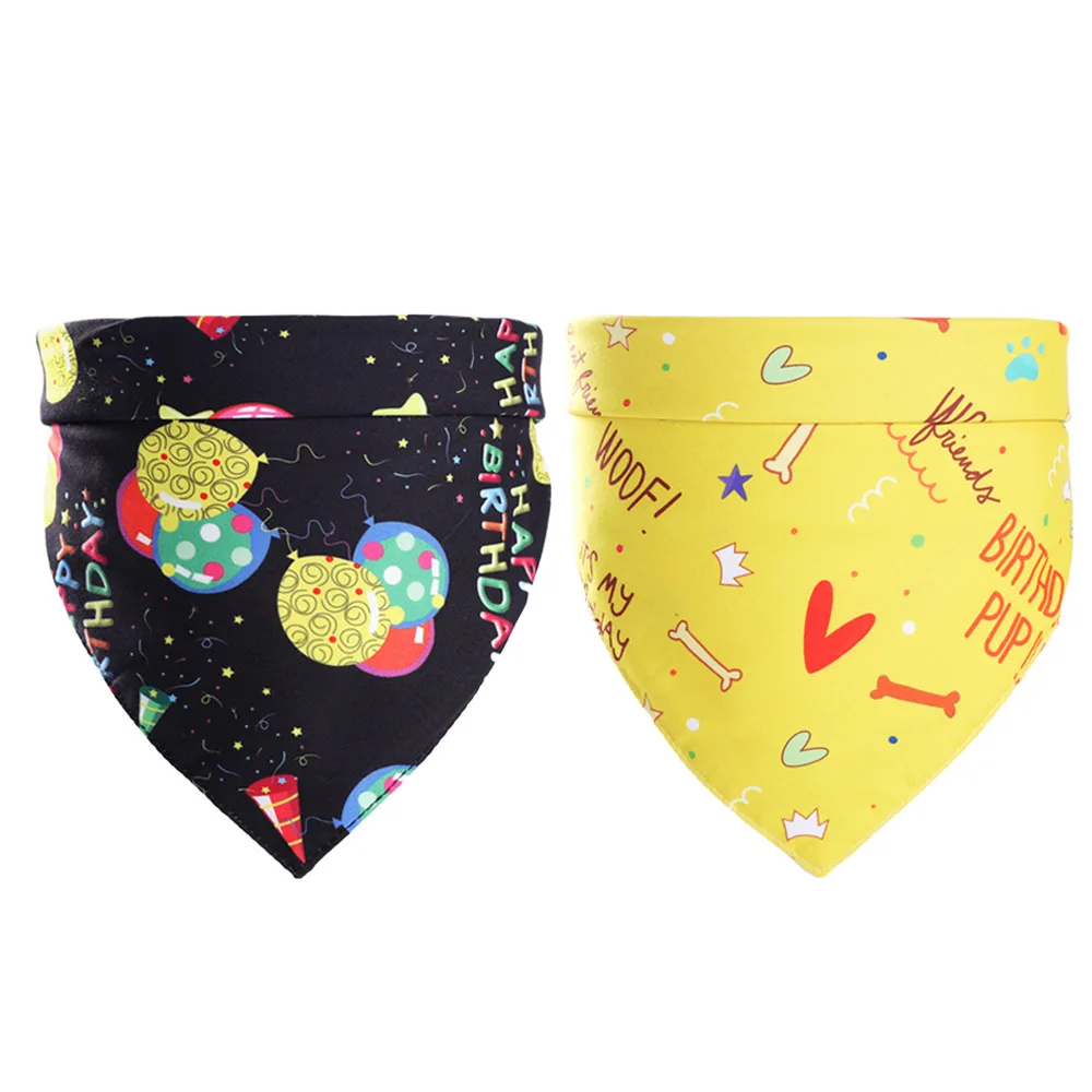 

Бандана на день рождения собаки шарф платок моющиеся Реверсивные нагрудники с рисунком хлопок Собака Щенок платок для большой средний мале...