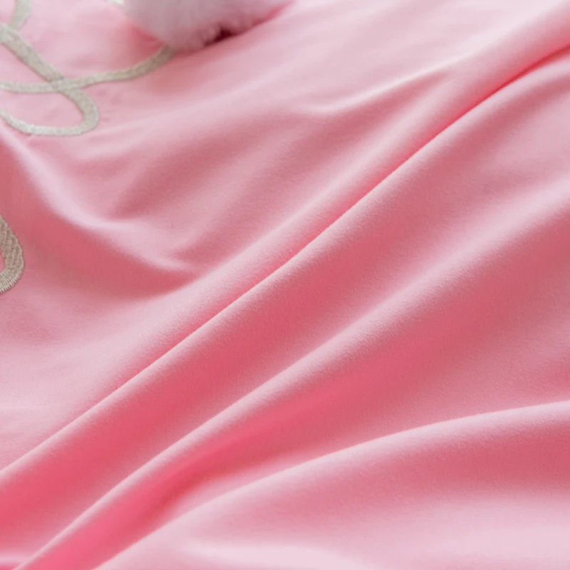 Washed Cotton Princess Style Home Soft Duvet Cover Pillowcases Bed Sheet 4 Pcs Linen Ruby Pink White Blue Queen Girls | Дом и сад
