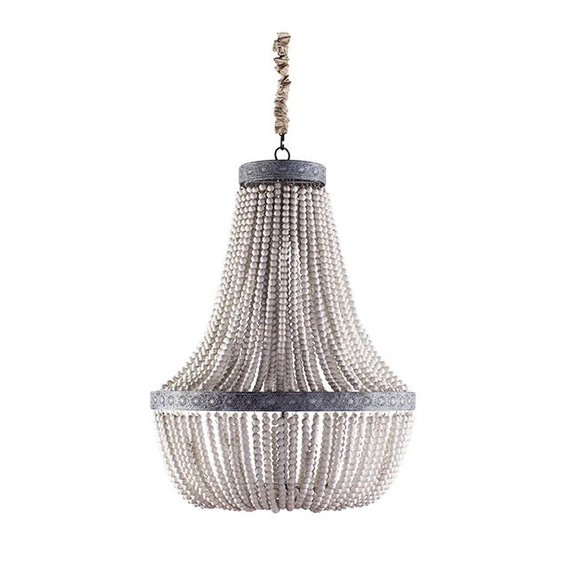 Антикварная Деревянная люстра из бисера винтажная Белая французская стильная