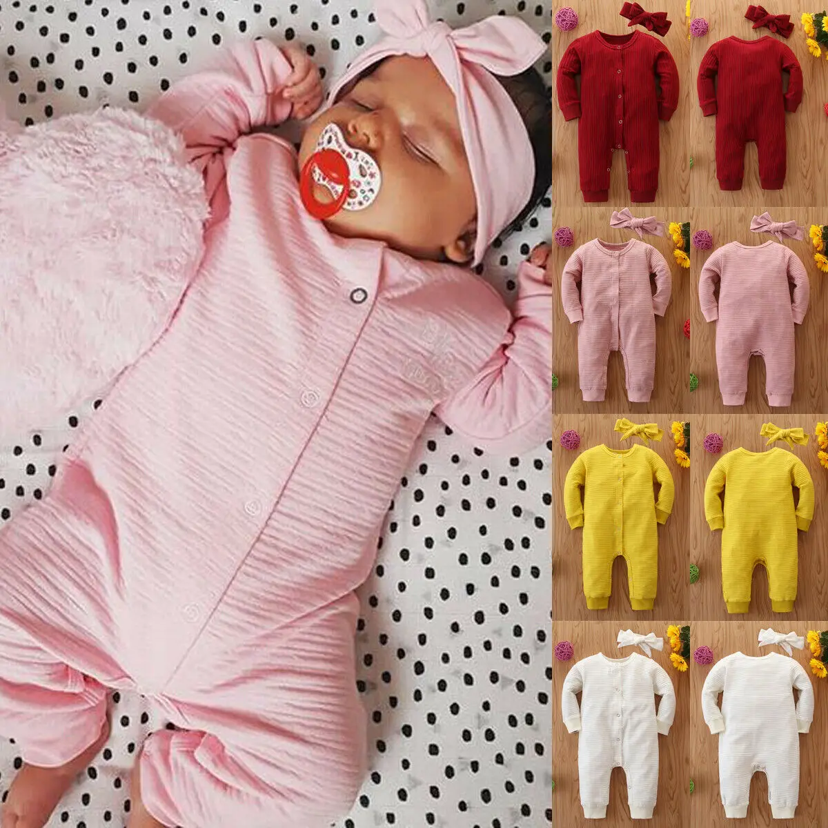 

Pudcoco Newborn Kid Baby Girl Boy Clothes 2Pcs Knitted Romper Jumpsuit Solid Clothes Outfits Set
