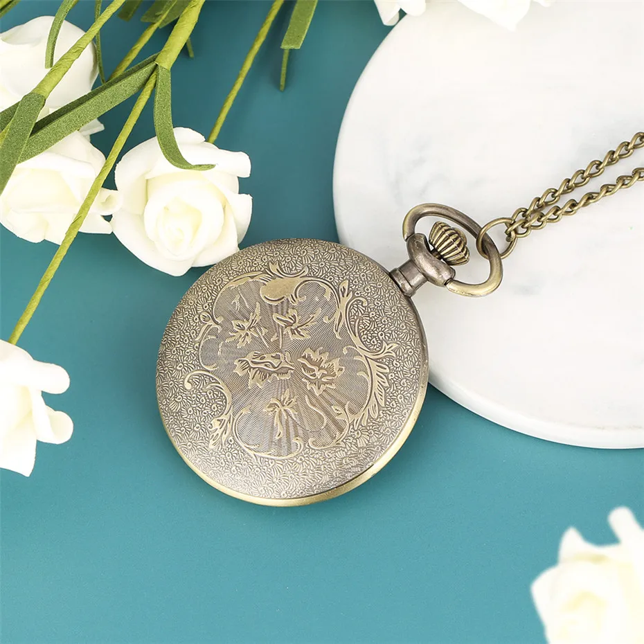 Классические кварцевые бронзовые карманные часы с арабскими цифрами дизайн