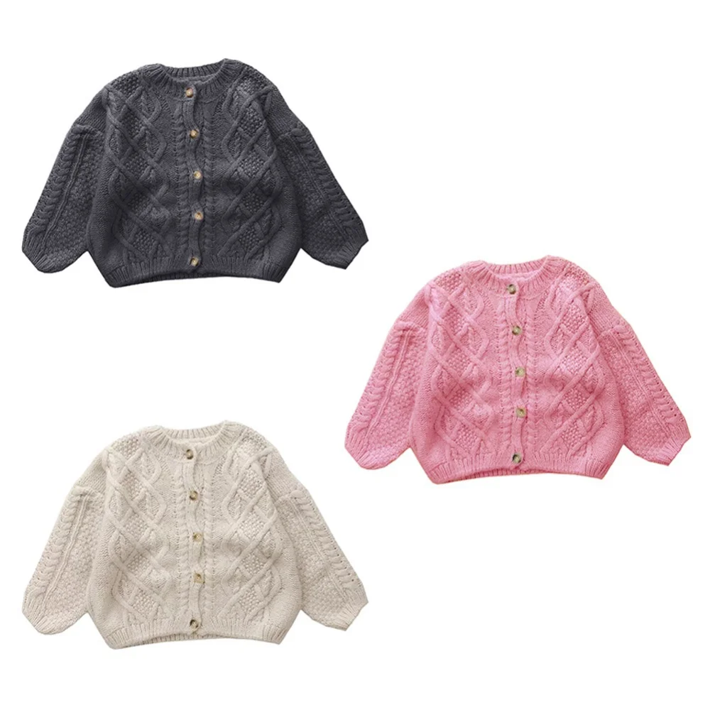 Autumn Winter Girl Cardigan Korean Style Children's Retro Knitted Sweater Toddler Girls Thickened Cardigan Girl's Coat Sweater