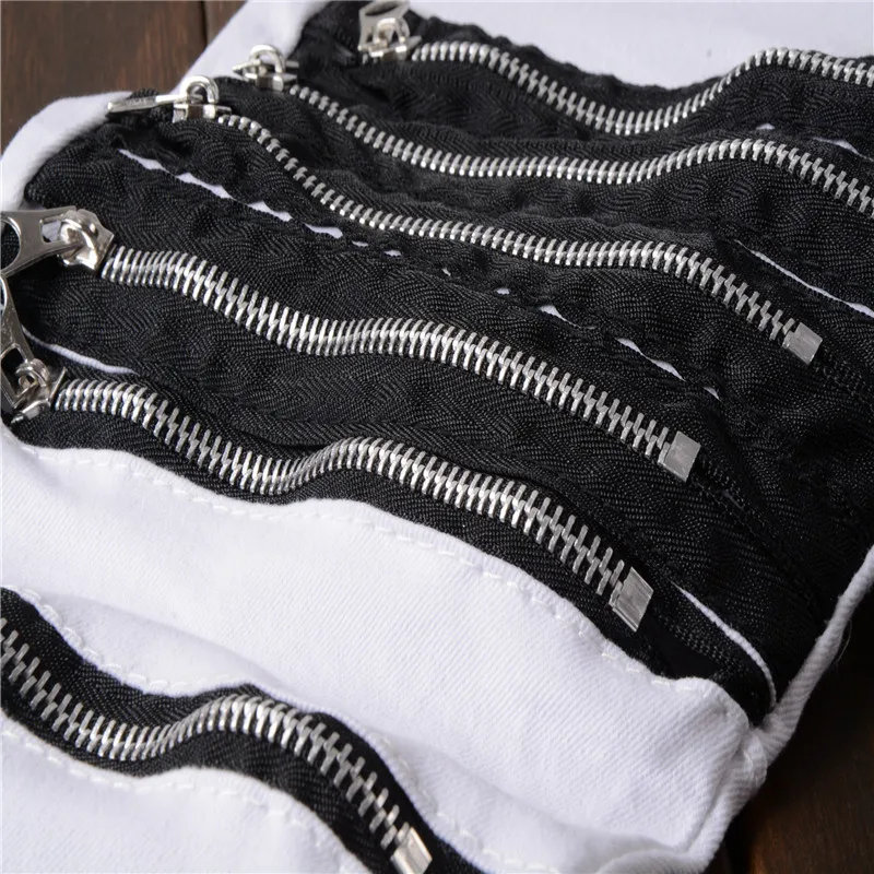 Brand New Fashion Men Ripped Skinny Dancer Elastic Slim Fit Long Pants Zipper Casual | Мужская одежда