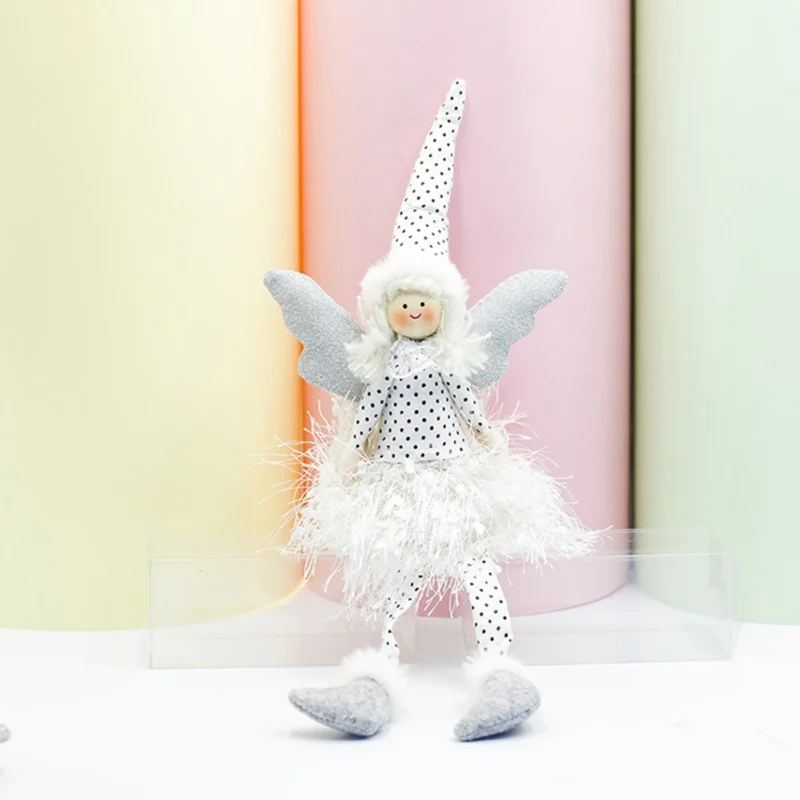 Рождественские куклы Ангелы с украшения крыльями волновой точки юбка бахромой