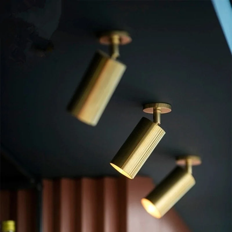 Роскошный латунный прожектор в скандинавском стиле светодиодный потолочный - Фото №1