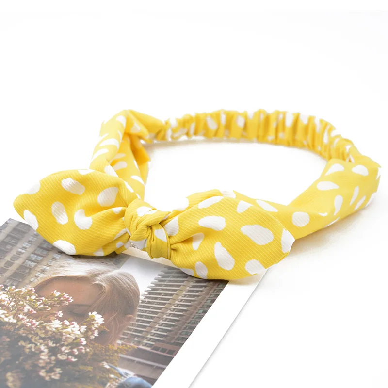style 5 yellow Одноцветный ободок с заячьими ушами для женщин, завязанный бантом, повязка для волос, женский эластичный ободок для волос с заячьими ушками, головной убор, аксессуары для волос - Цвет: style 5 yellow