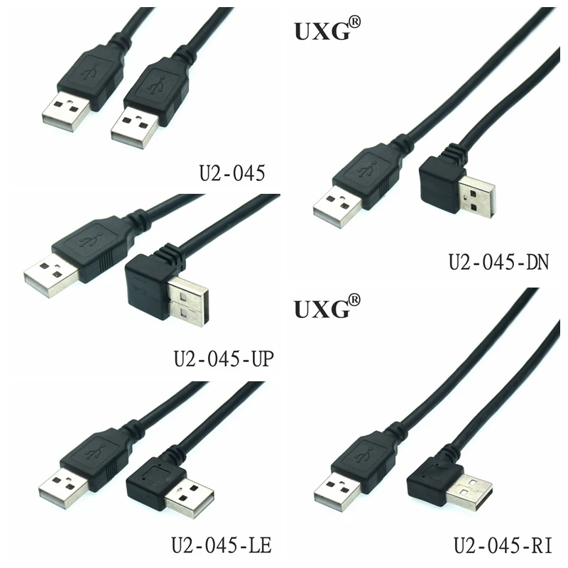 

Usb 2.0 a male to usb a male 90 degrees left to right up to low angle extension charging adapter and data cable 25cm 50cm 1m 1.5