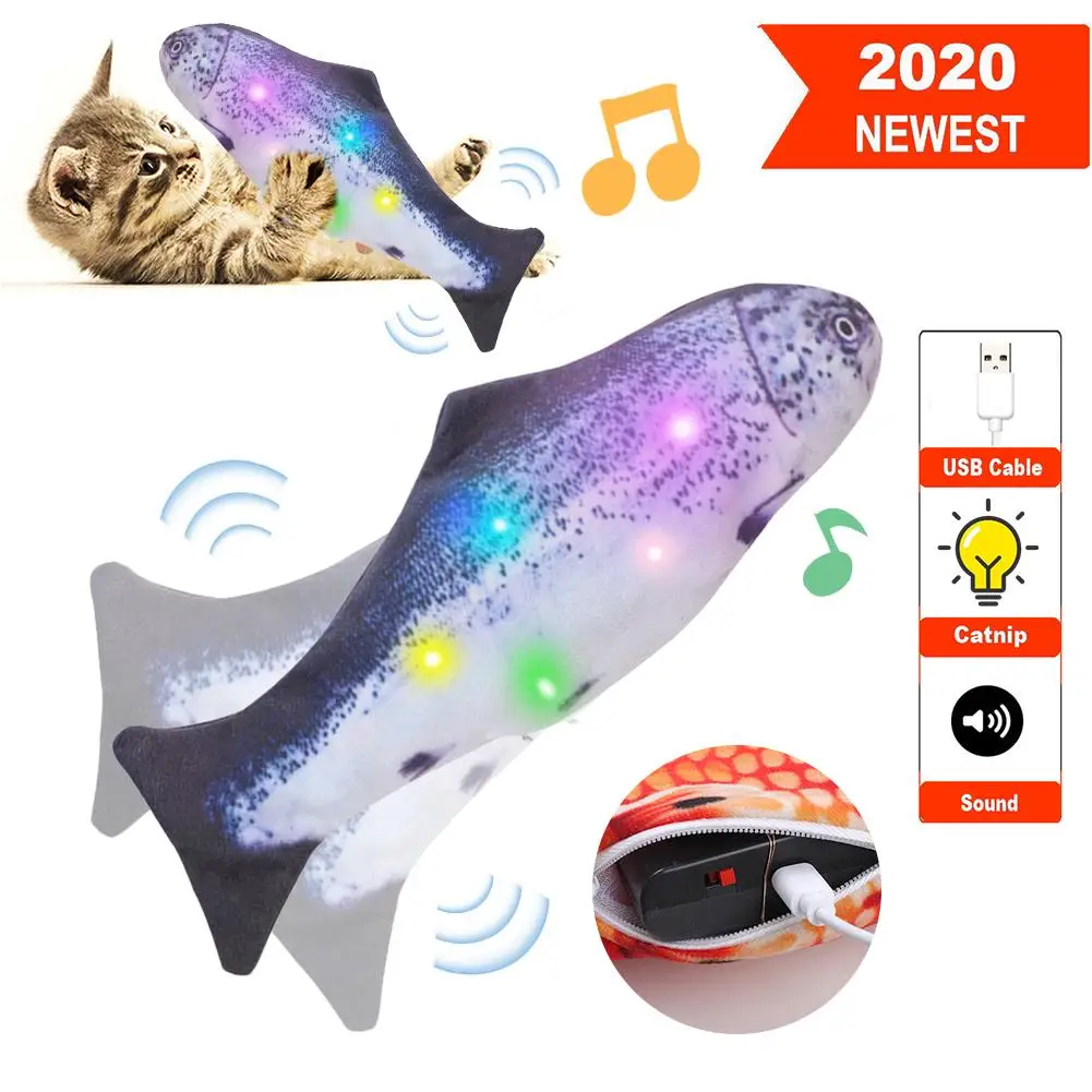 Электрическая рыба игрушка для кошек красочная светящаяся Поющая ваггирующая