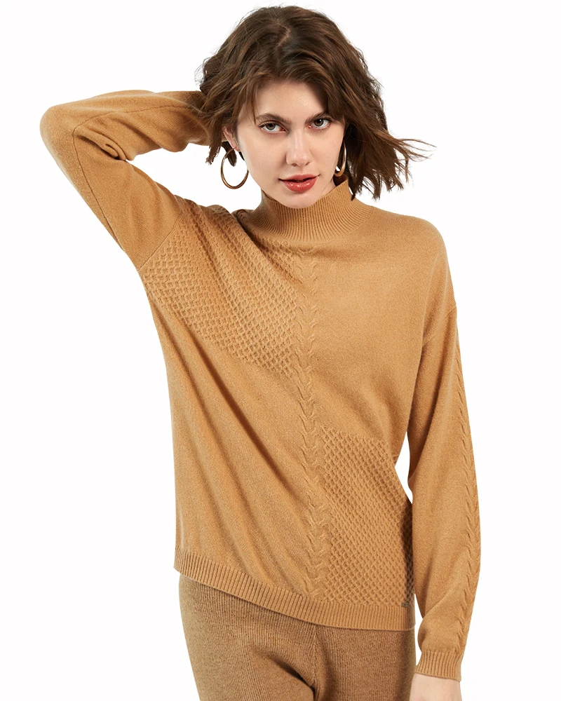 

Zhili Women's 100% Cashmere Casual Long Sleeve High Neck Pullover Sweater