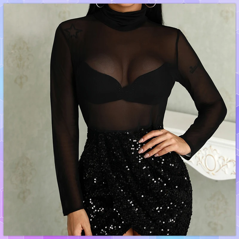 

Женское Сетчатое прозрачное облегающее длинное вечернее Клубное Платье с блестками Короткие платья прозрачные сексуальные элегантные пла...