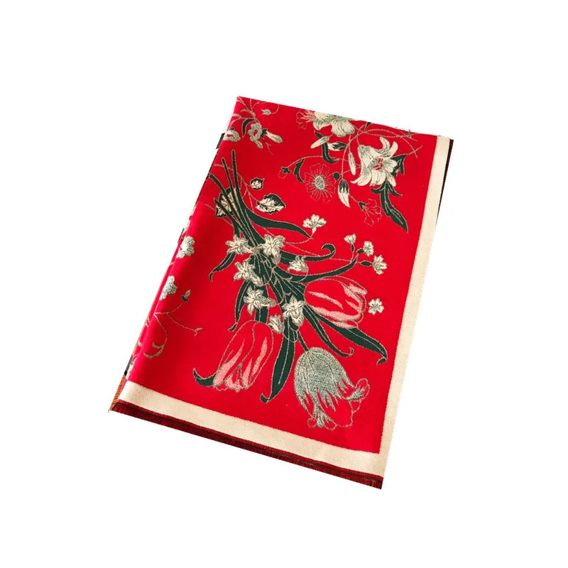 

China style Flowers Pattern Fashion quality Scarves Women Autumn and winter Warm cashmere like Scarf best gift Shawl