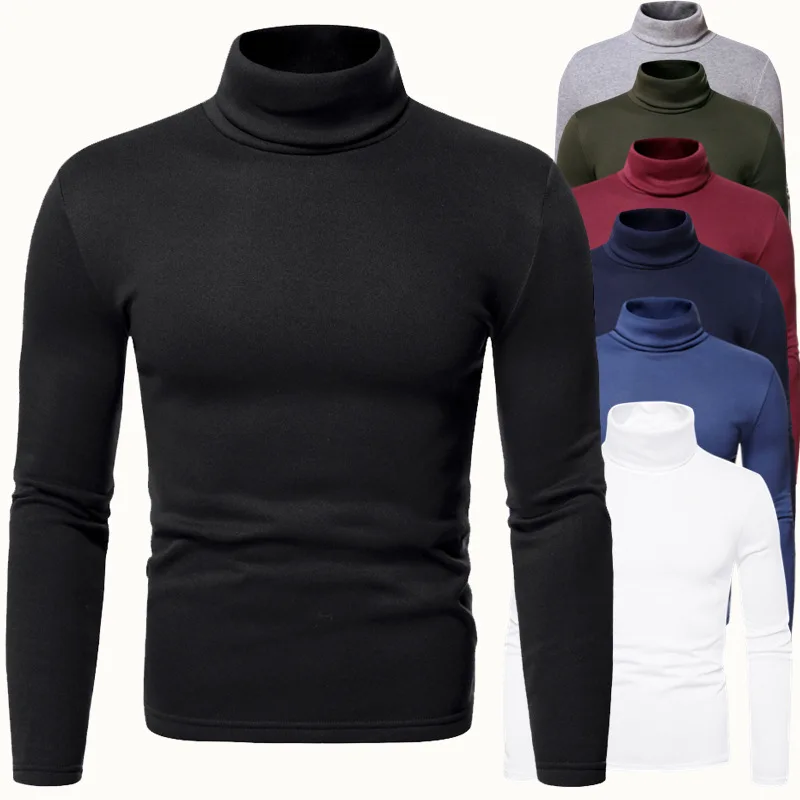 

2021 new turtleneck for men Solid colour slim elastic thin pullover men Spring Autumn turtleneck men knitting sweater men