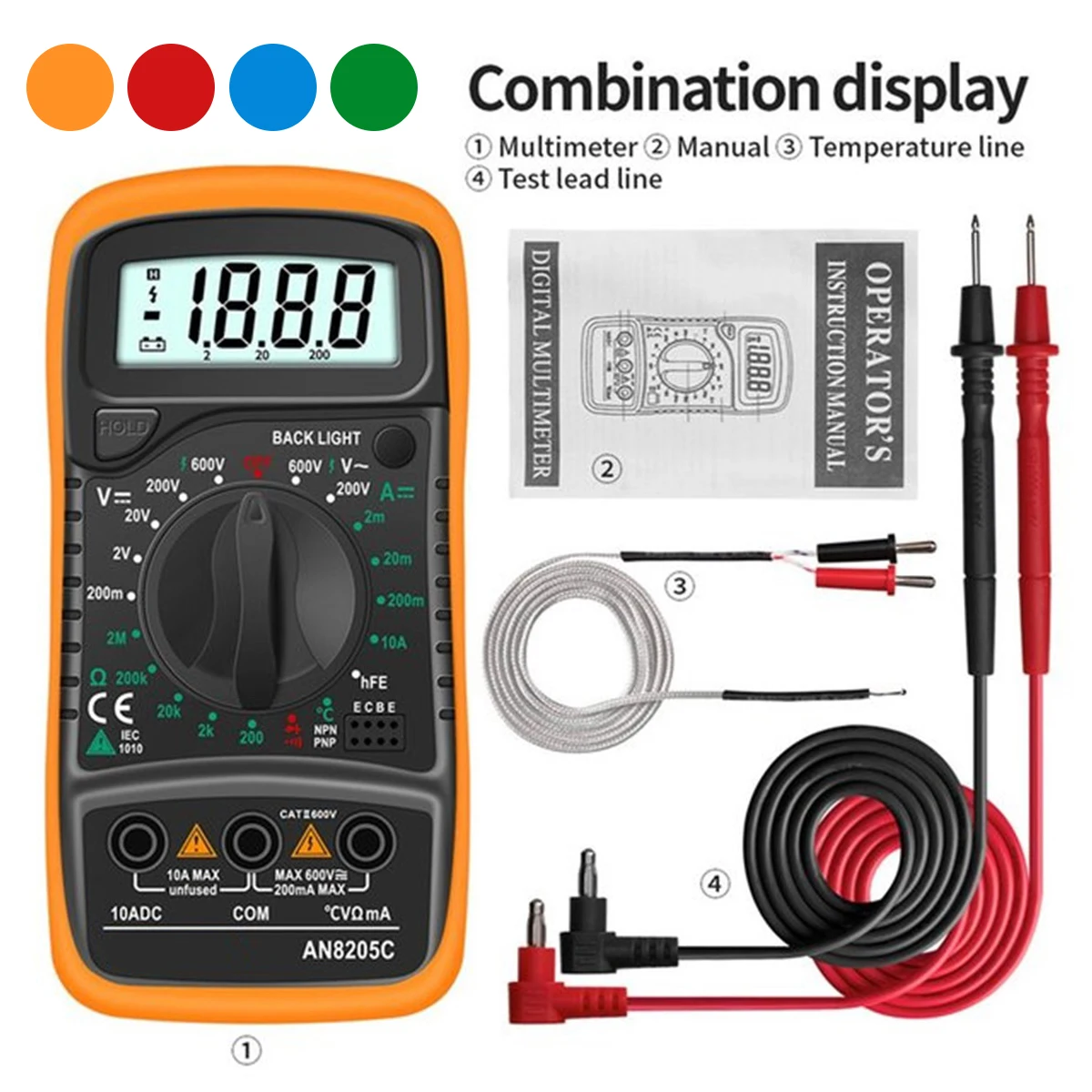 

Portable Digital Multimeter Digital Voltage Tester Electrical LCD Backlit Voltmeter Fast Accurate Measure AC DC Ammeter Ohmmeter