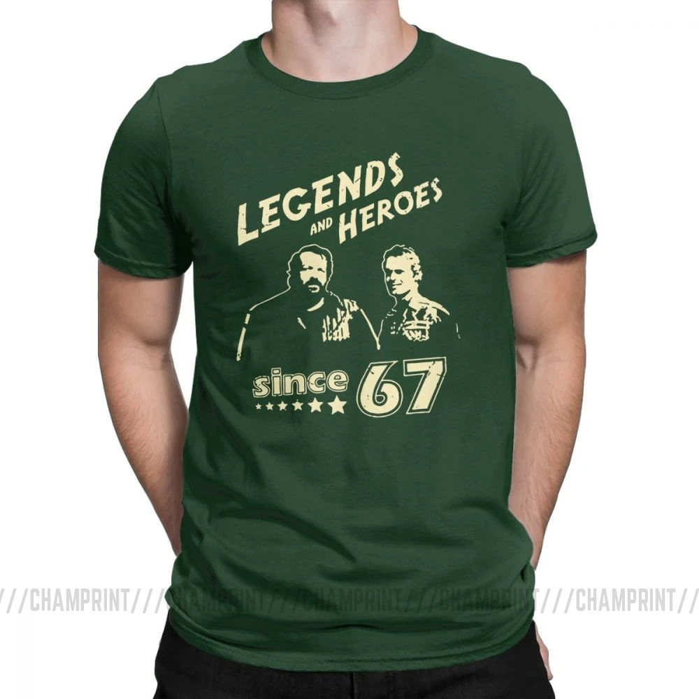 Forest Green Мужские футболки Bud Spencer Legends And Hero Since 67, новинка, Теренс Хилл, топы с короткими рукавами и круглым вырезом, хлопковая футболка, идея подарка, футболка - Цвет: Forest Green