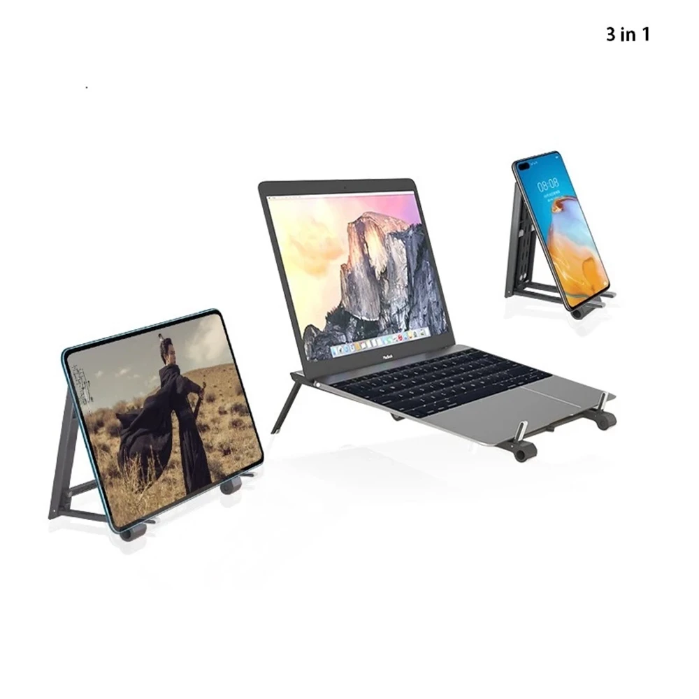 caseier portable laptop phone stand holder accessories 3 in 1 multifunctional bracket for ipad iphone pc notebook rasier support free global shipping
