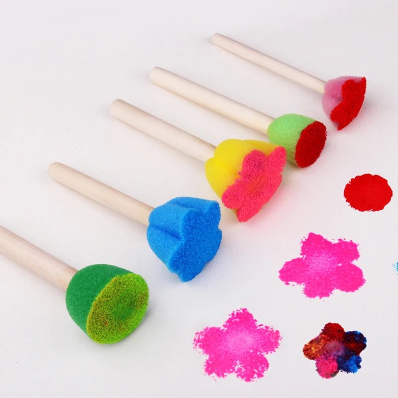 

Kids Toddler Sponge Stamp Brush Kits Flower Drawing Toys for Children Paint Educational Art and Craft Creativity Boys Girls