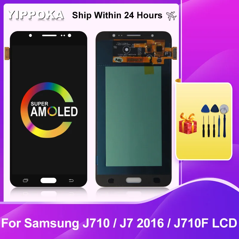 

Super AMOLED For Samsung Galaxy J710 LCD Display J7 2016 J710FN J710F Touch Screen Digitizer J710M J710G J710H Replacement Parts