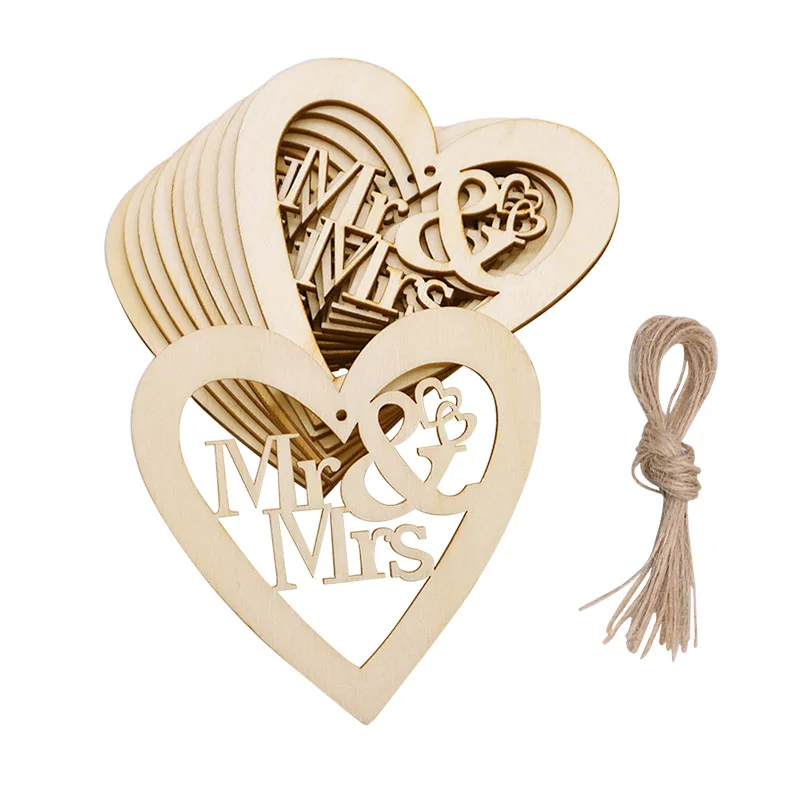 Деревянное свадебное украшение с лазерной резкой подвесное любовным сердцем