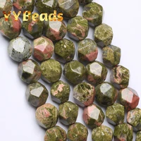 5a quality natural faceted green unakite stone beads 6 8 10mm loose charm beads for jewelry making diy bracelets women necklaces