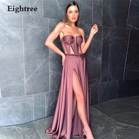 eightree dusty color sleeveless long party dress high side slit sweetheart a line evening dresses sexy formal prom gowns vestido