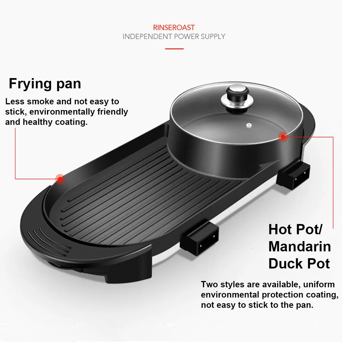 Дешево Устройство для приготовления горячего горшка, устройство для бездымного барбекю, антипригарная домашняя барбекю-гриль, для приготовления ...