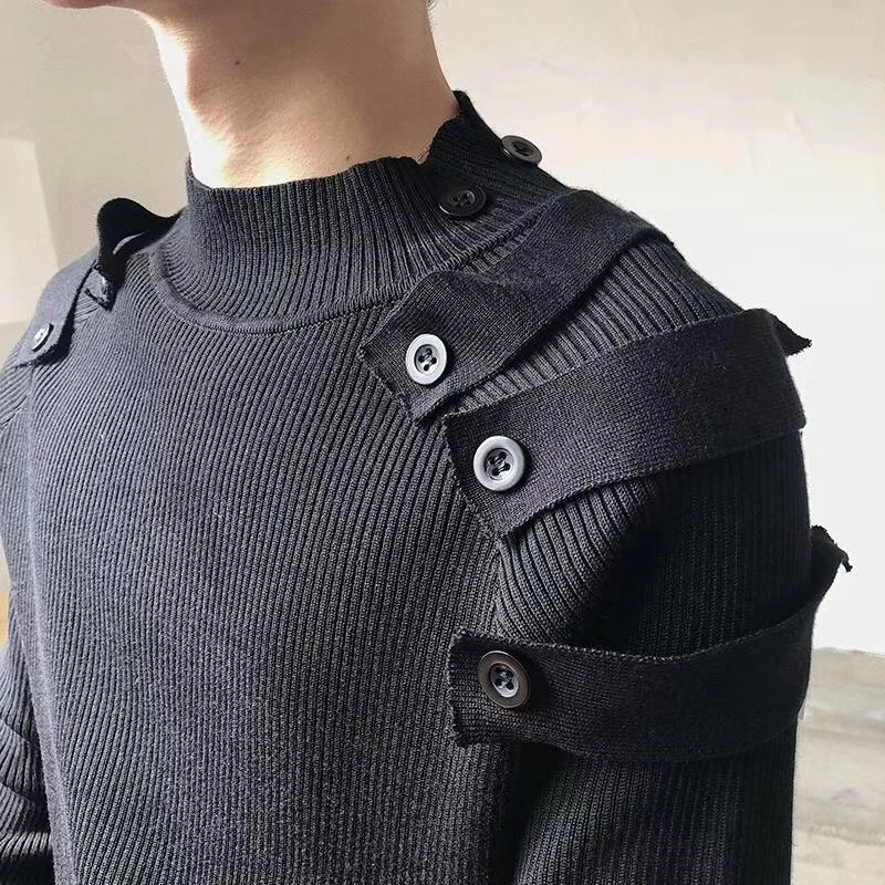

Men's fashion slim round neck sweater bottoming shirt selling striped knit top sports pullover luxury brand