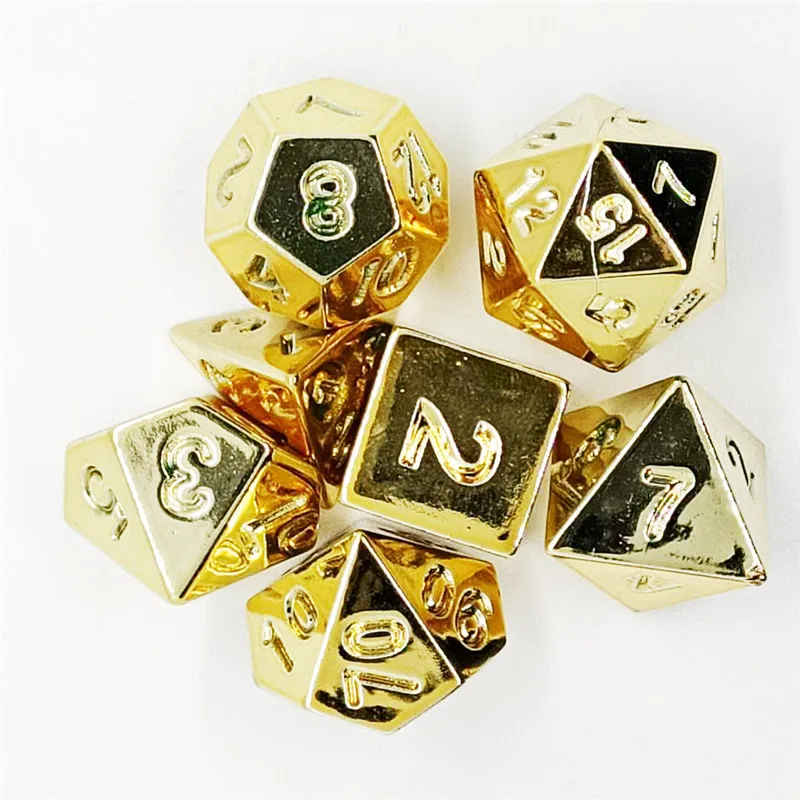 

7Pcs/Set Metal Dice Set 7 die Solid Dice for Playing Game table Poker Card Board Game Dungeons Dragons Party
