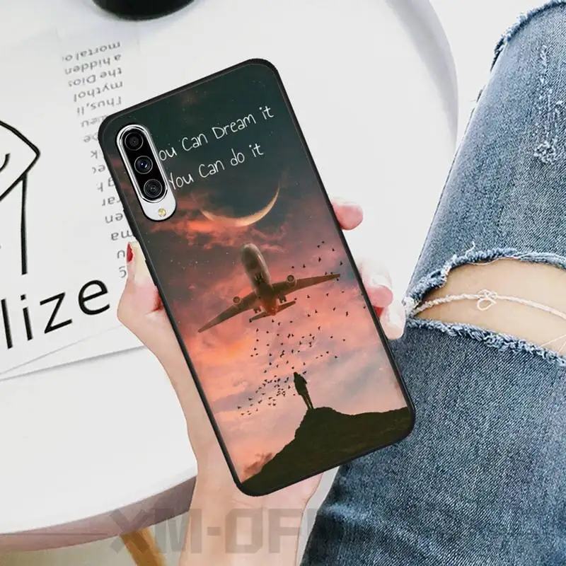 Чехол для телефона HaNismt Airplane fly travel cloud черный мягкий чехол Samsung A10 20 30 40 50 70 10S 20S 2