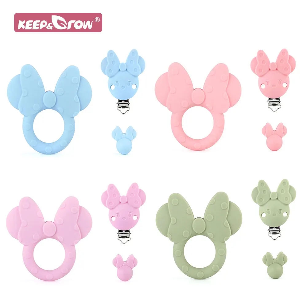 

Baby Pacifer Clips Food Grade Silicone Mouse Shape Teething Teether Beads DIY Nipple Holder Chain Nursing Teethers Chew Rod