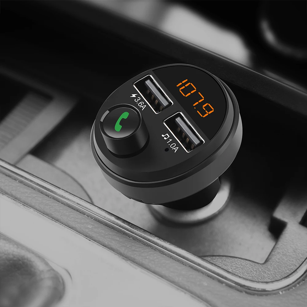 Rovtop Bluetooth автомобильный комплект громкой связи беспроводной fm-передатчик 3.1A 3.6A Быстрая зарядка двойной USB зарядное устройство lcd TF карта Автомобильный MP3-плеер