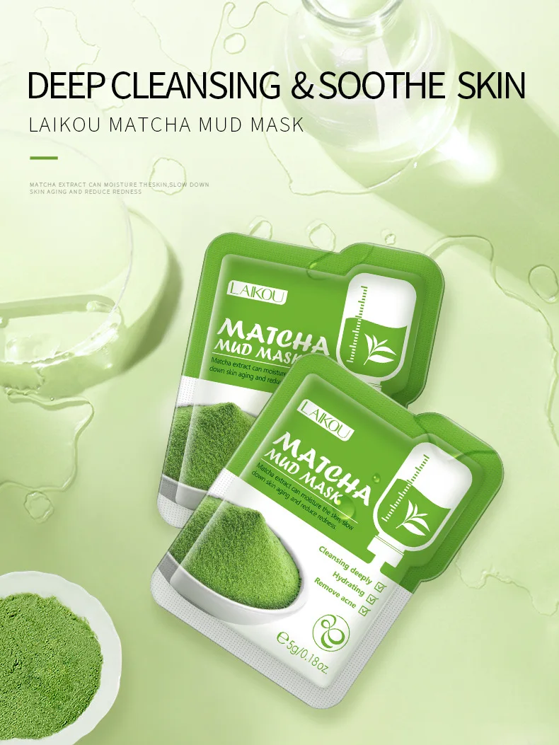 

10pcs Matcha Green Clay Mud Face Mask Anti wrinkle Night Facial Packs dark circle Moisturize Anti-Aging Mask for facecare