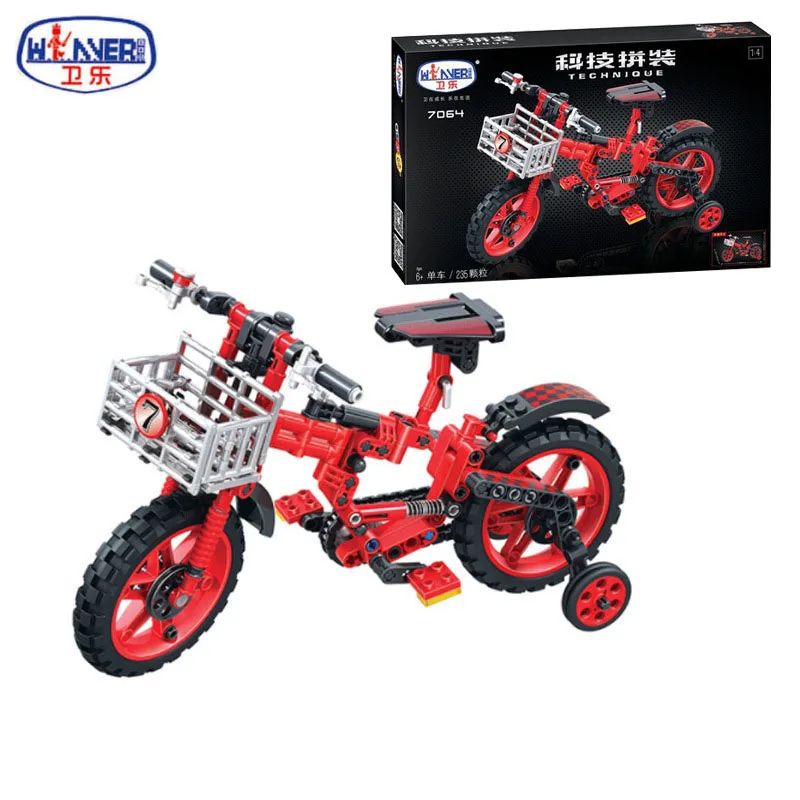 ERBO 235 Pcs Technic/Electronic Blocks Bicycle Racing Sets 1:4 Building Models Kid Toy Enlighten Bricks Toys for Children |