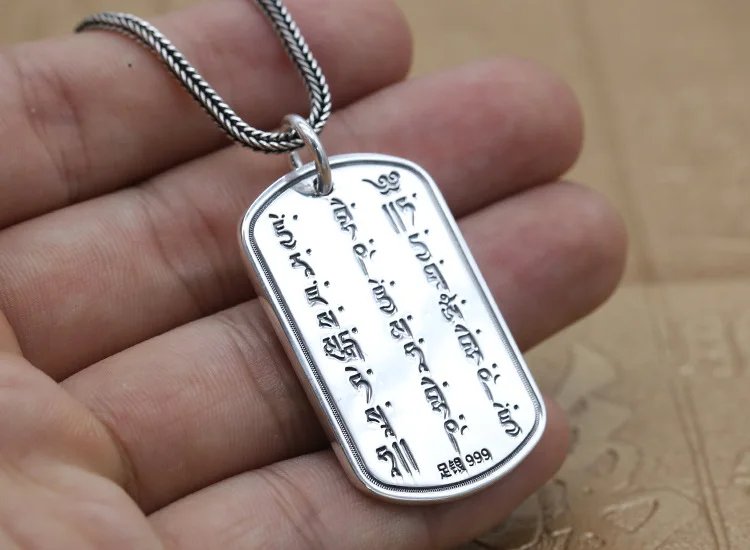 999 стерлингового серебра Ом Мани Падме Хум молиться амулет кулон Ювелирное