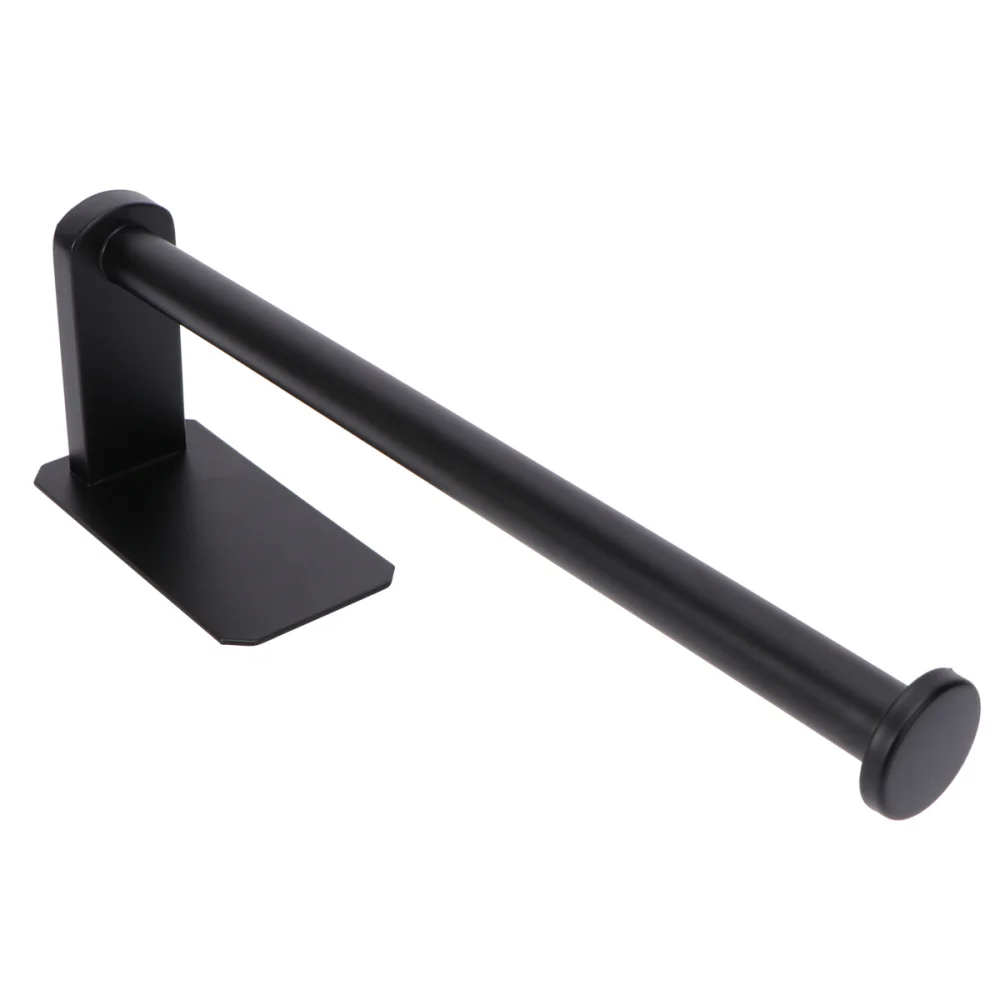

Holes Roll Paper Holder Stainless Steel Paper Towel Rack for Bathroom Black