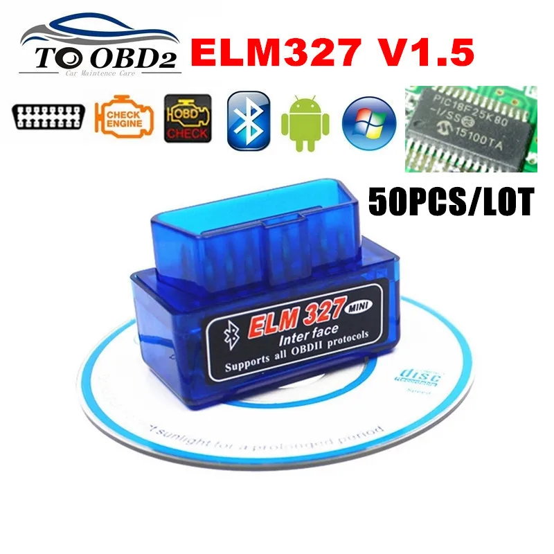 Автомобильный диагностический сканер ELM327 50 шт./лот Super Mini V1.5 Bluetooth ELM 327 версия 1 5 OBD2