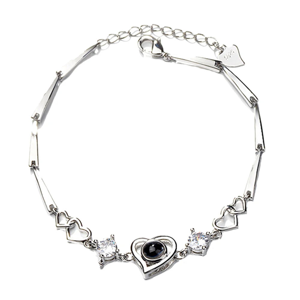 

HOT SALES!!! New Arrival Fashion Heart Charm 100 Languages I Love You Projection Chain Bracelet Jewelry Wholesale Dropshipping