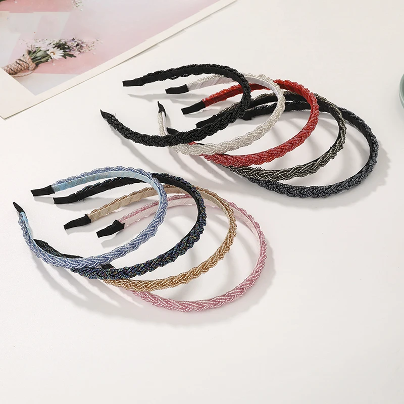 

Crystal Headband Hair Accessories For Women Twisted Handmade Colorful Beaded Designer Hairbands Wholesale Bow Hoop Head Bands