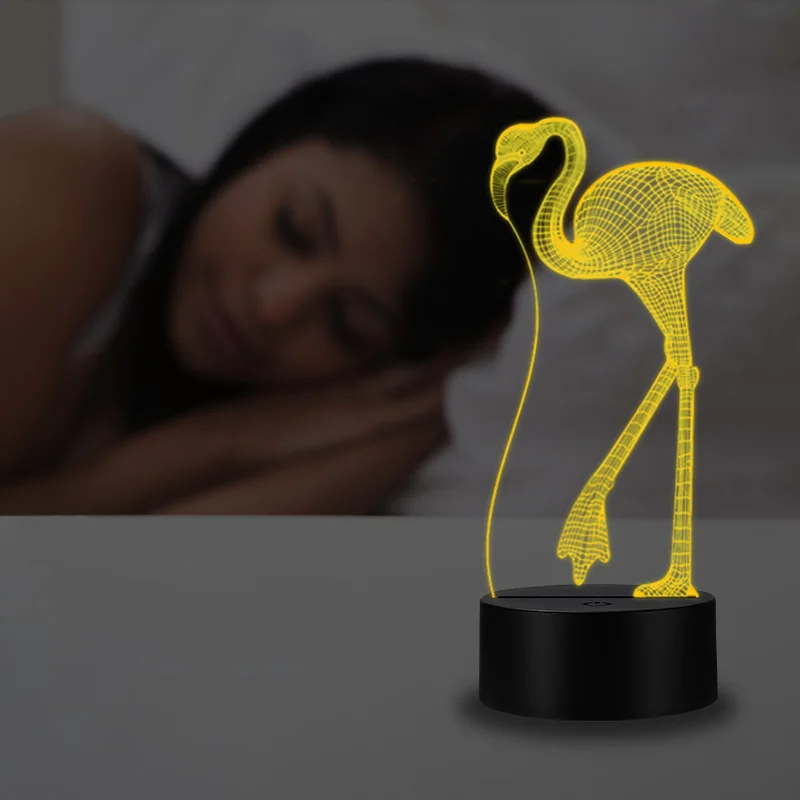 VCity Фламинго 3D оптический многоцветная Лампа светодиодный лампы ночной