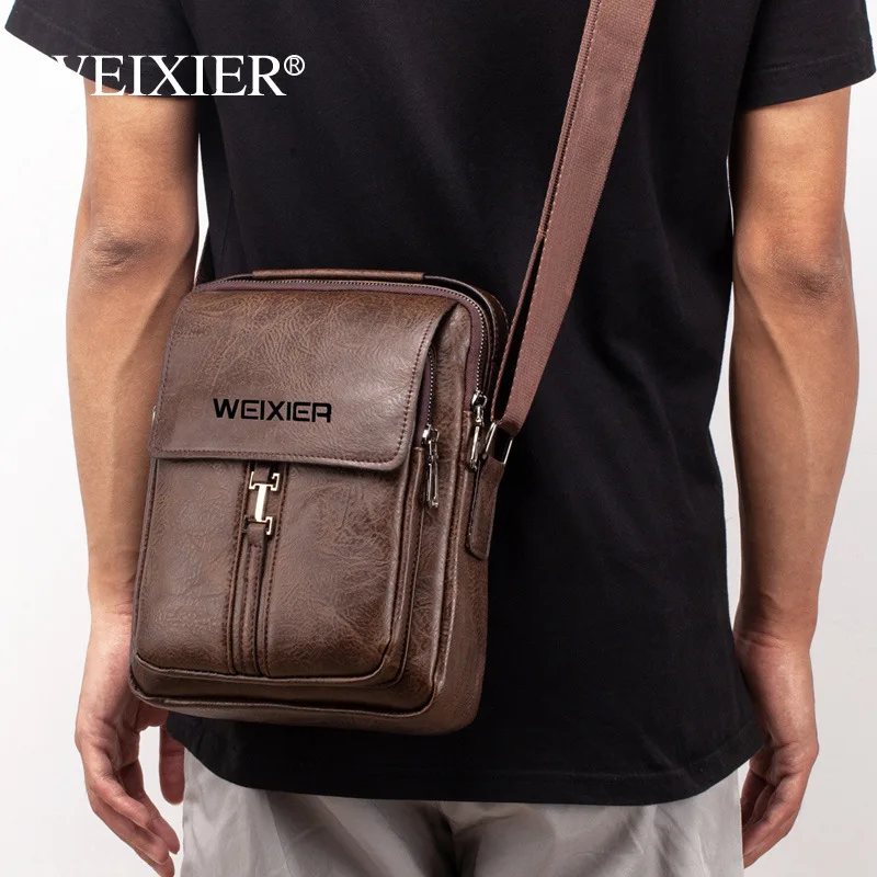 

Weysfor Man's Crossbody Shoulder Bag Multi-function Men Handbags Big Capacity Split Leather Bag For Man Messenger Bags Tote Bag
