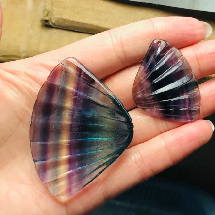 

Natural Rainbow Fluorite Shell Crystal Figurine Carved Healing Reiki Meditation Gifts Stones