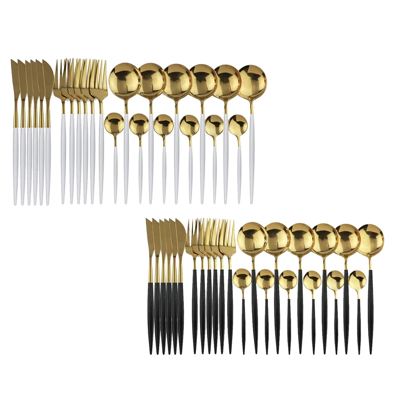 

Cutlery Set Stainless Steel Reusable Dinnerware Set 24Pcs Kitchen Tableware Set Knife Fork Spoon Dinner Set