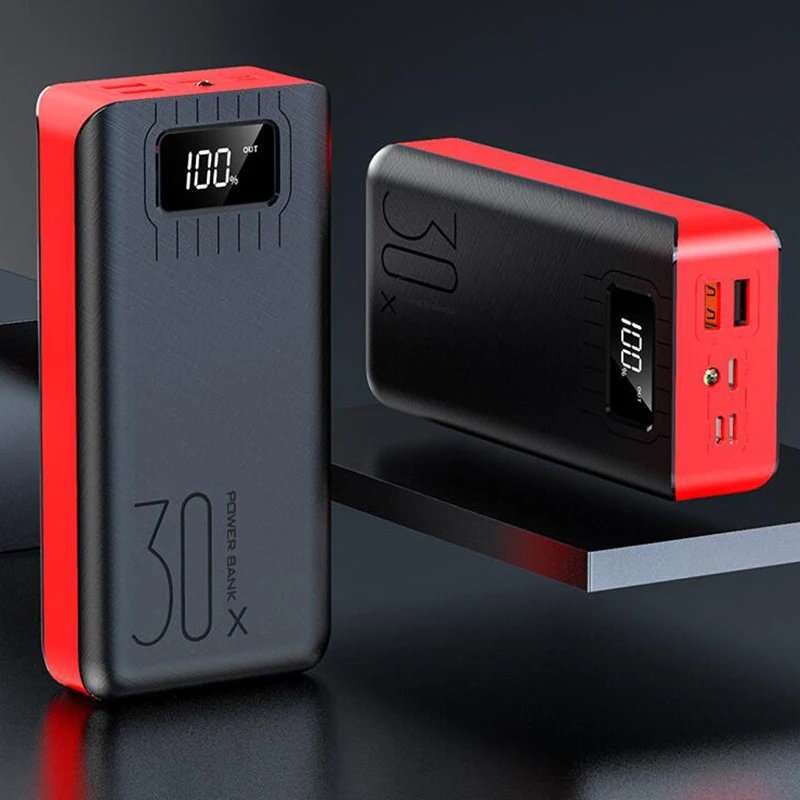 30000mah red Новое поступление, внешний аккумулятор 30000 мА/ч, 3 входа, внешний дисплей для ноутбука, планшета, портативное зарядное устройство, повербанк, двойной USB, для iphone, samsung - Цвет: 30000mah red